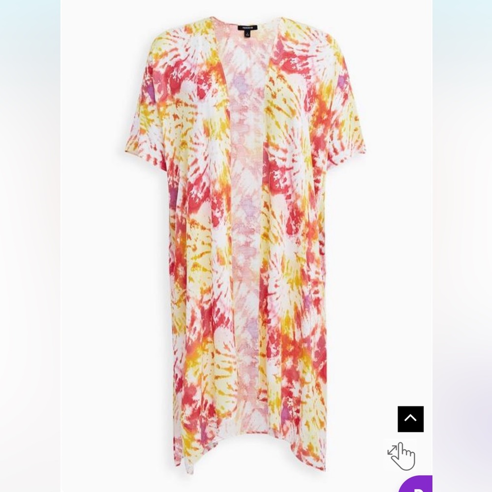 Torrid Pink & Yellow Tie-Dye Duster Kimono - Picture 2 of 3